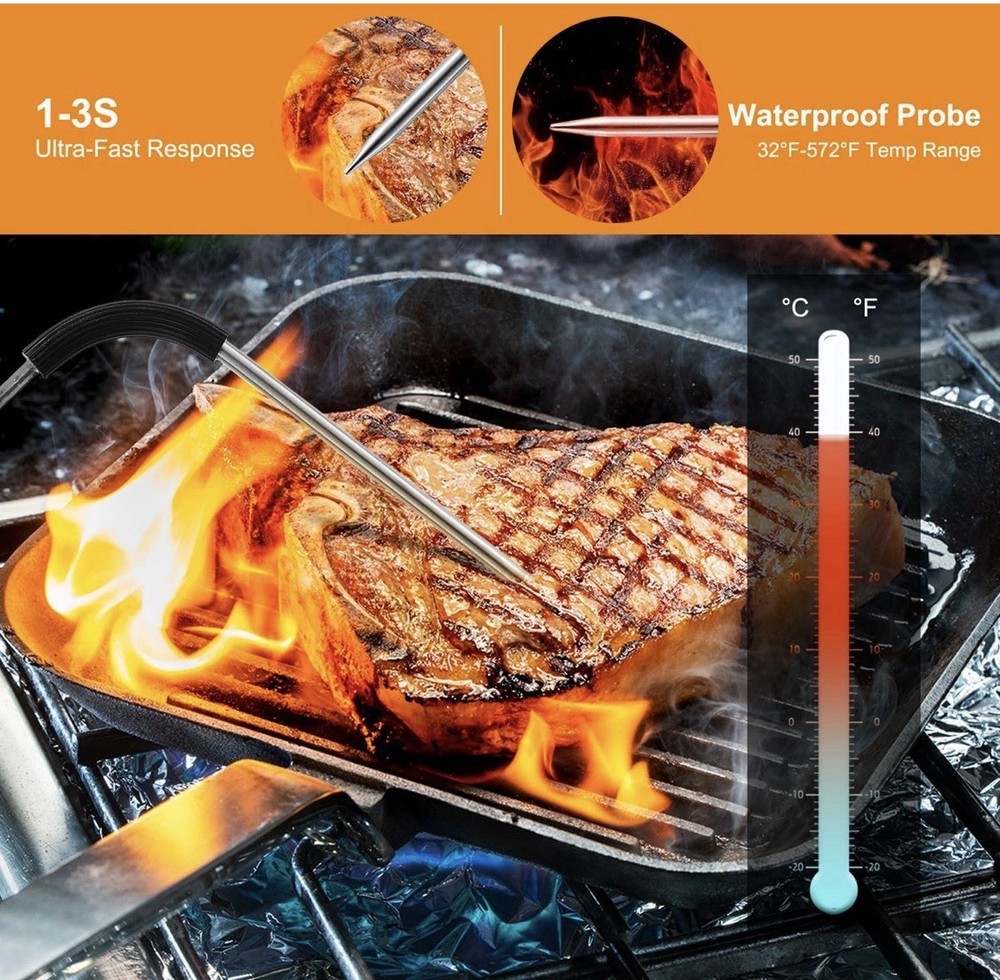 Meat Probe Replacement for Pellet Grills, 2.5mm Plug Temperature Probe Access...