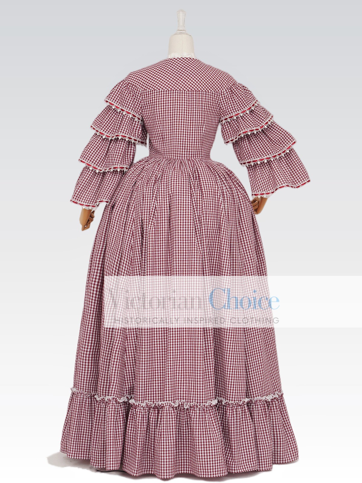 Victorian Dickens Plaid Dress Civil War 1850s 1860s Pioneer Women Theater 260