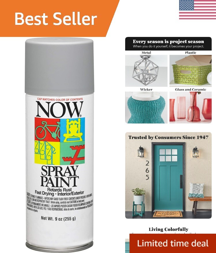 NOW Spray Paint, Gray Primer, 9 oz