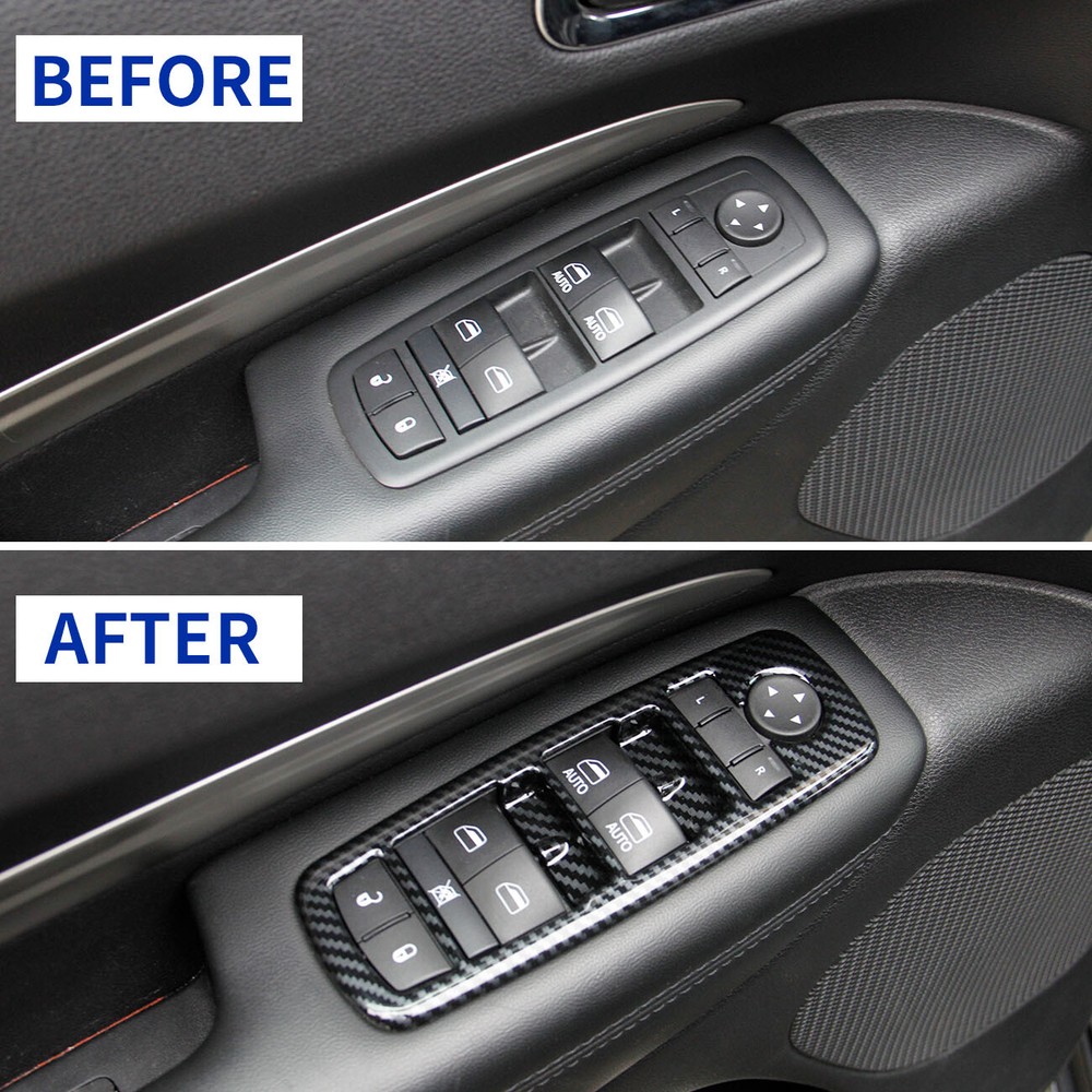 Carbon Fiber Style Window Lift Trim Switch Panel Cover Trim for Dodge Durango