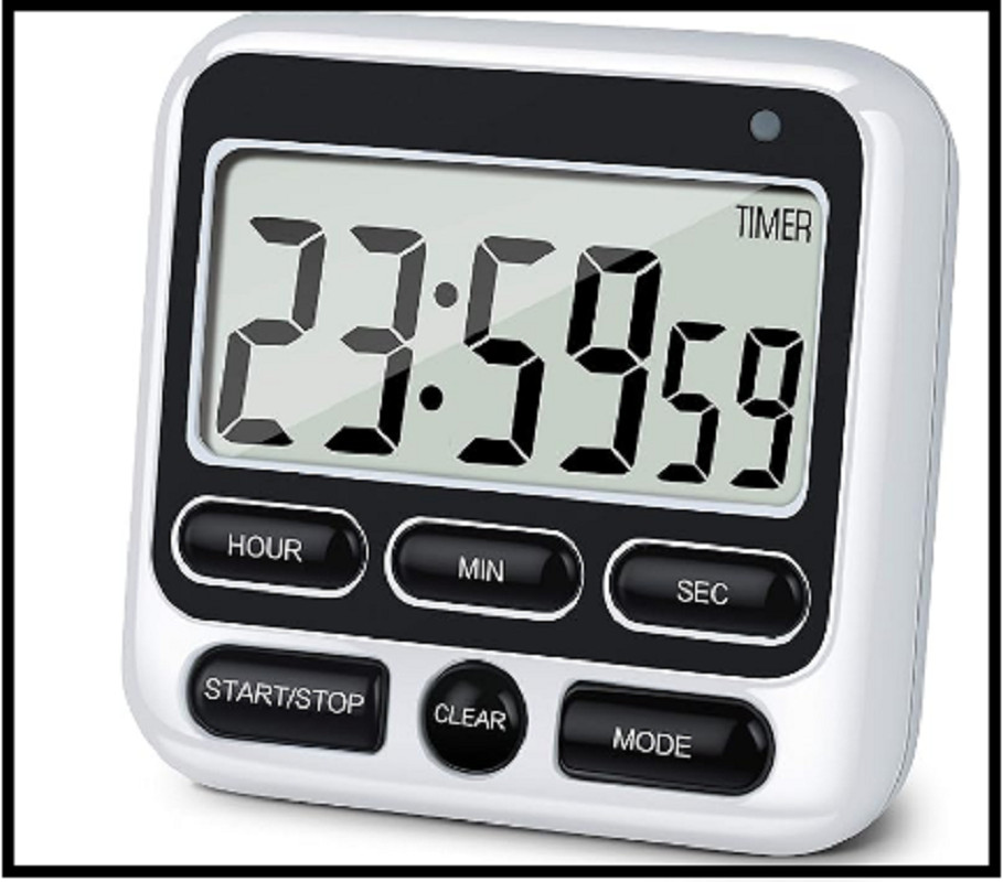 Digital Kitchen Timer With Mute/Loud Alarm Switch 12 Hour Clock Memory Function