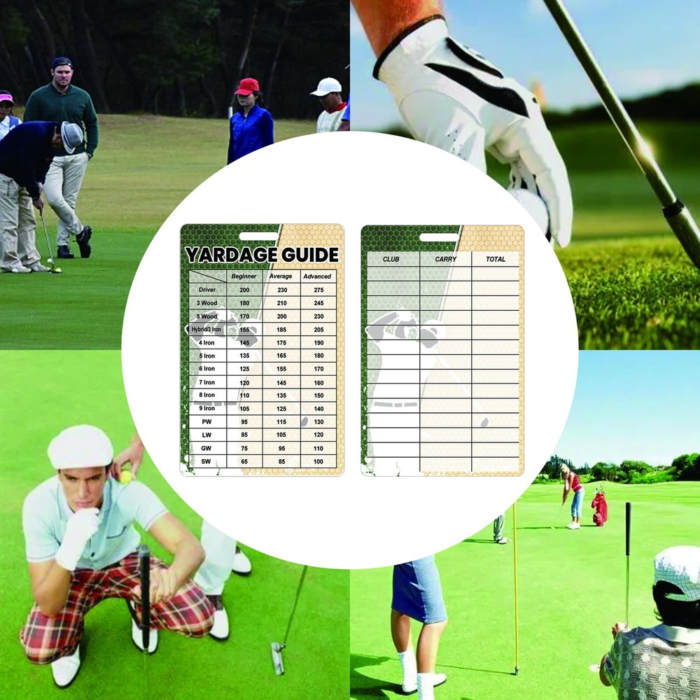 2pcs Golfers Quick Reference Distance Card Golf Club Range Estimation Cheat S...