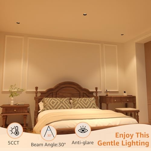 6 Pack LED Round Recessed Lighting, 10W Adjustable Canless Downlight, 6-Pack