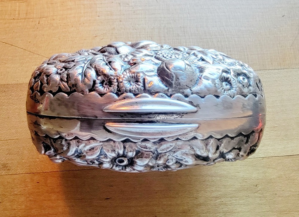 Antique Gorham Sterling Silver Repousse Soap Box Circa 1903