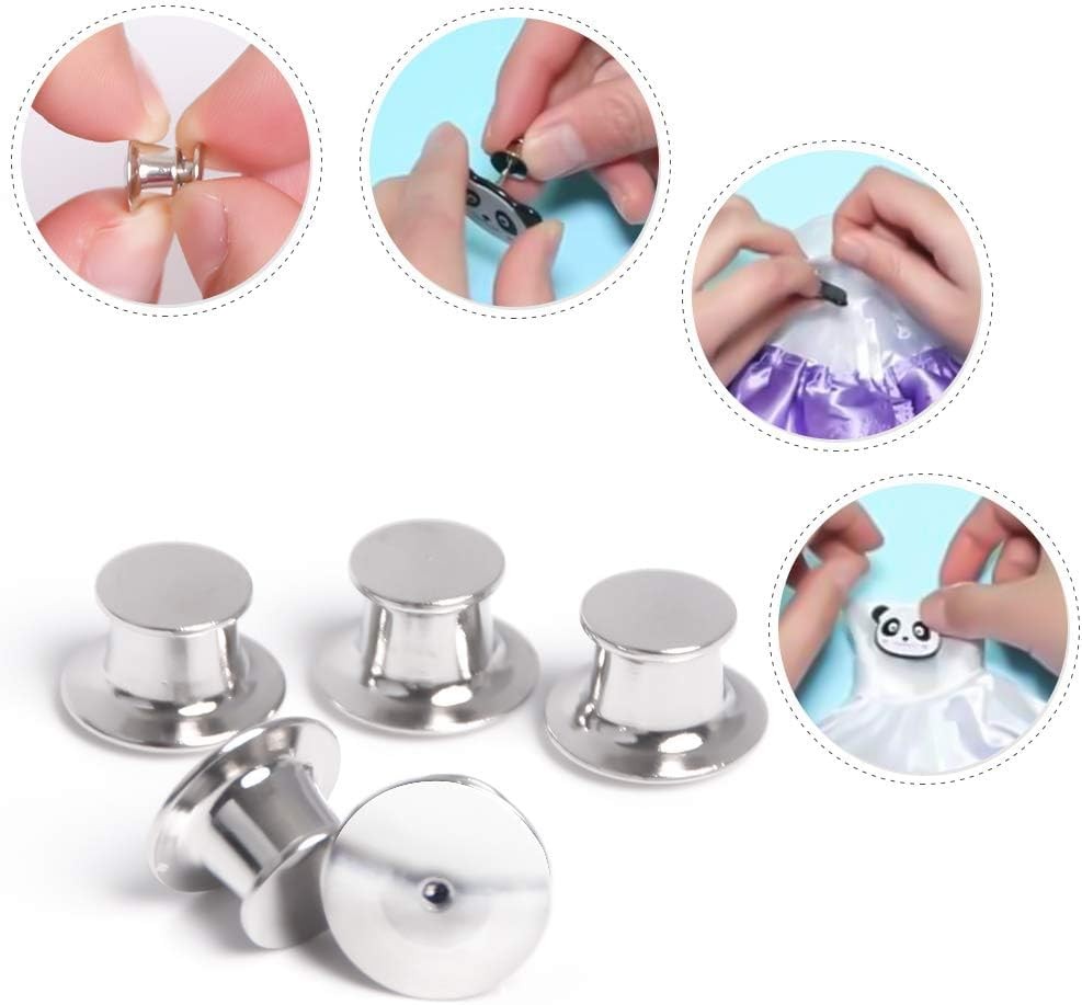30 Pieces Metal Pin Backs Locking Keepers Clasp Silver