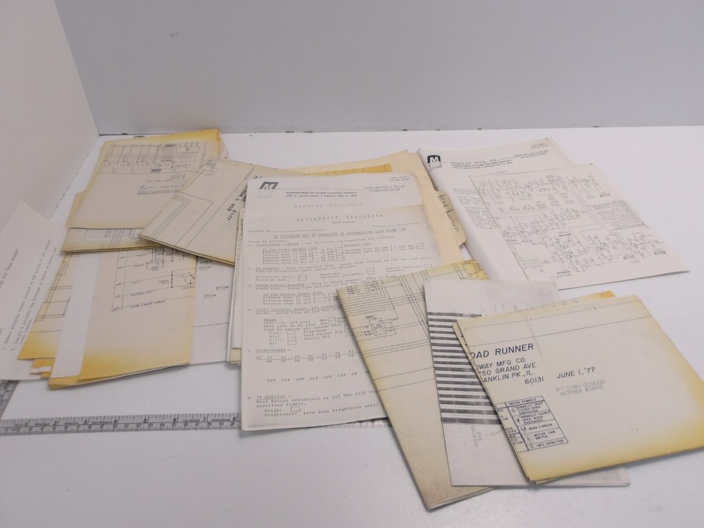 Midway- Road Runner - Distributors Complete Paperwork Set