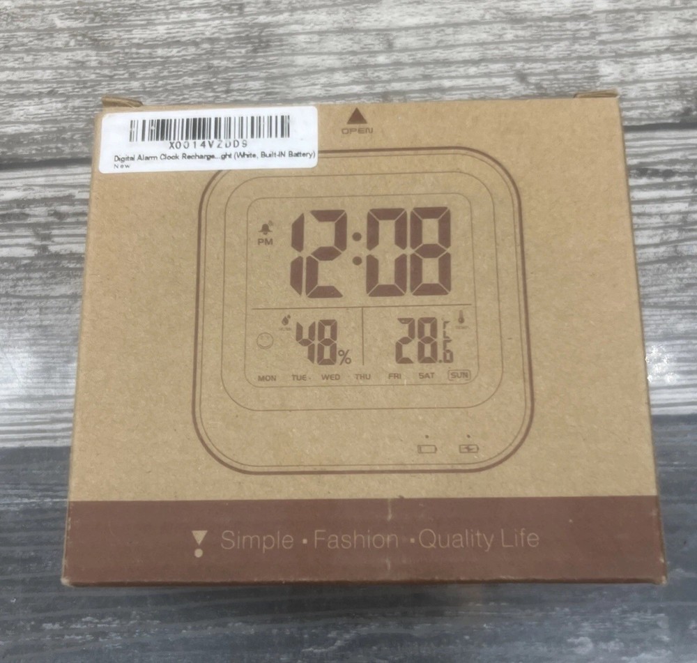 Smart Clock Digital Thermometer Hygrometer Temperature Humidity White {87}