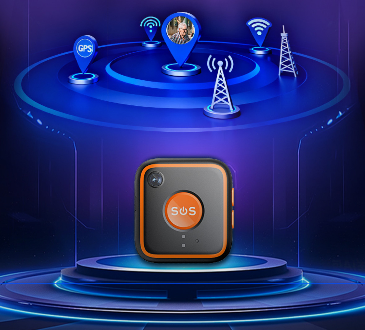 Personal Medical Alarm Pendant for Senior Fall Detection GPS location SOS Button