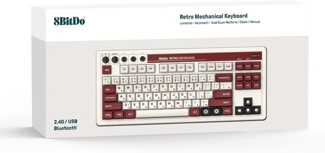 Retro Mechanical Keyboard for Windows & Android Famicom Edition - 8BitDo