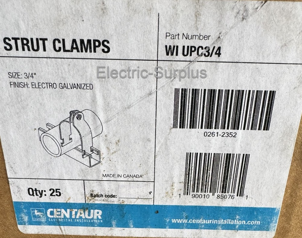 Centaur Strut Clamps 3/4" Model # WI UPC3/4 (Quantity 25)