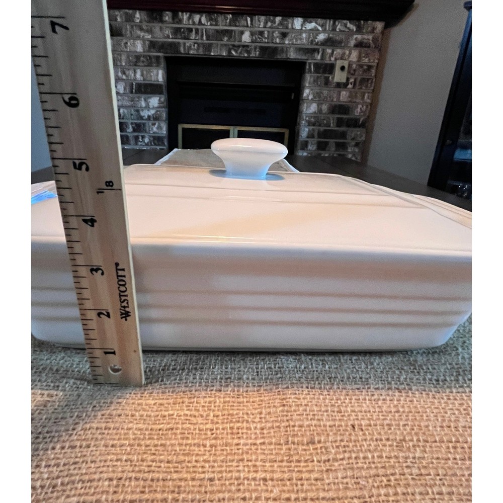 Malacasa Porcelain Casserole Dish with Lid Rectangular Baking Pan White