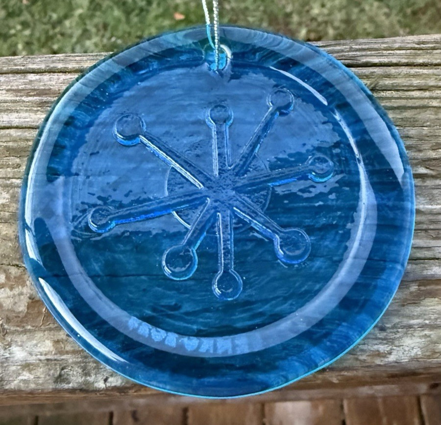 Blenko Glass Suncatcher - ModMas Snowflake - Turquoise