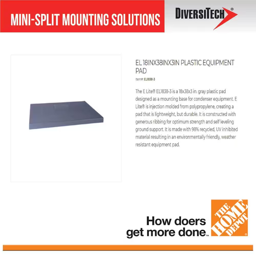 18 In. X 38 In. X 3 In. E Lite Plastic Mini Split Condensor Pad