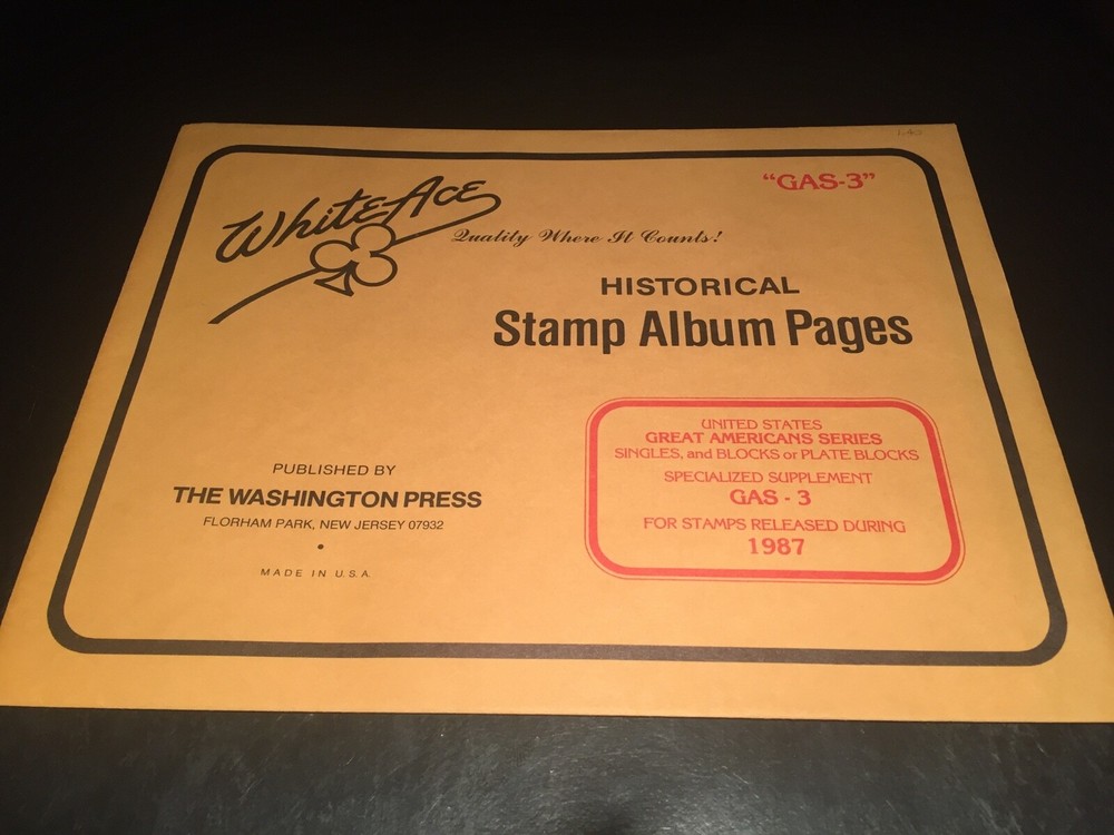 White Ace Stamp Album Supplement Pages -Great American Series Specialized-GAS-3