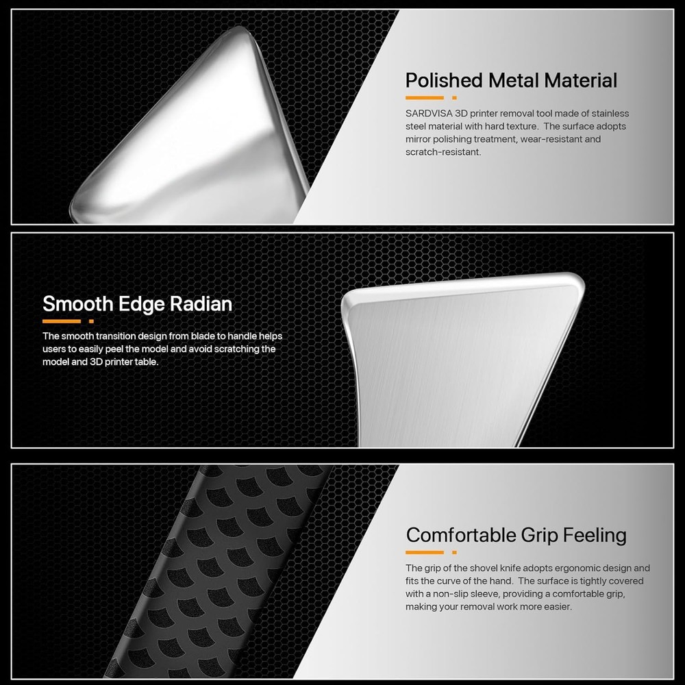 Professional 3D Printer Tool, Upgraded Metal 3D Printer Removal Spatula with Com