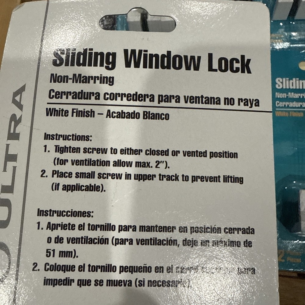 5X 2 PACK New Ultra Hardware Sliding Window Lock- White