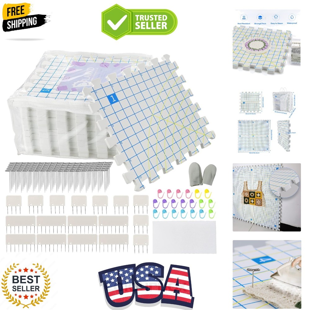 Blocking Mats for Knitting - Extra Thick Blocking Boards with Grids with 22PC...