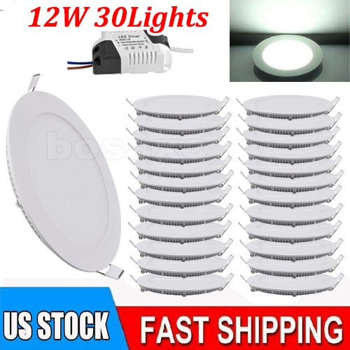 30Pack 6Inch LED Ceiling Lights Ultra-Thin Recessed Retrofits Kit 6000K Daylight
