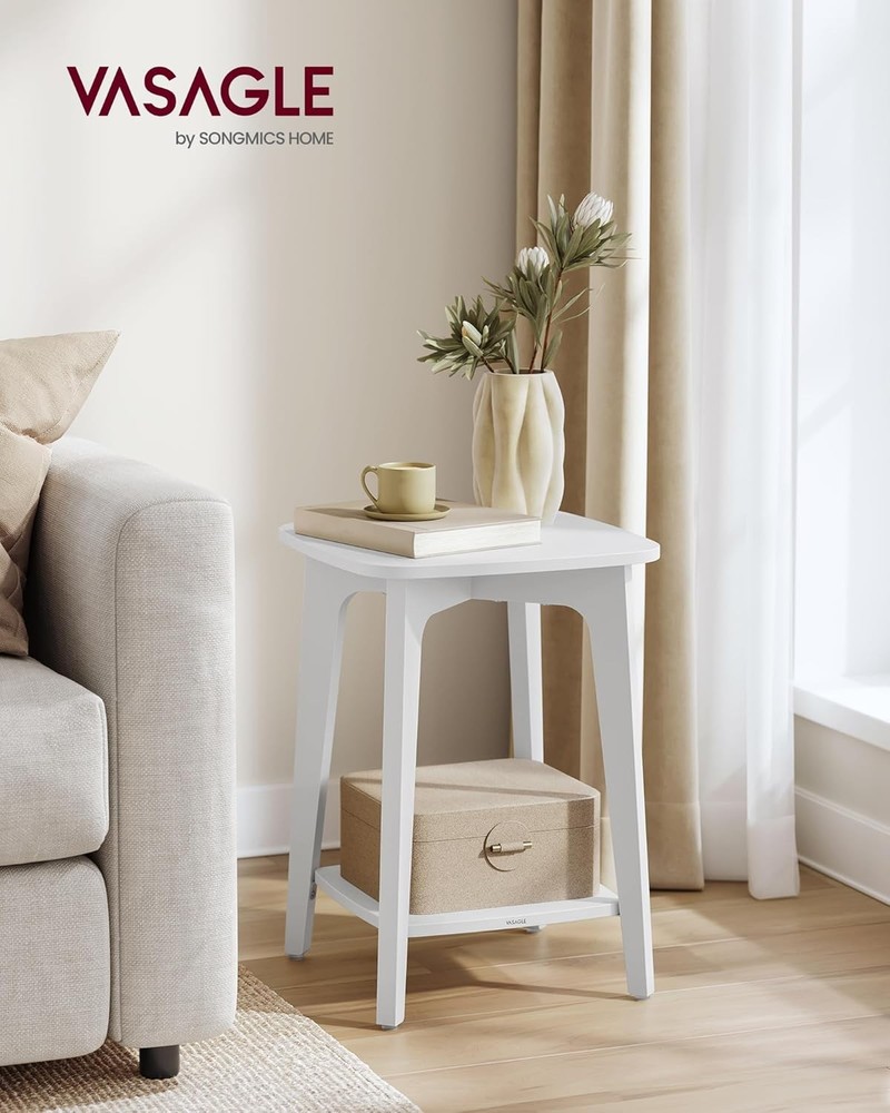 Collection Side Table 2 Tier Small Square Nightstand End Table W/ Tapered New