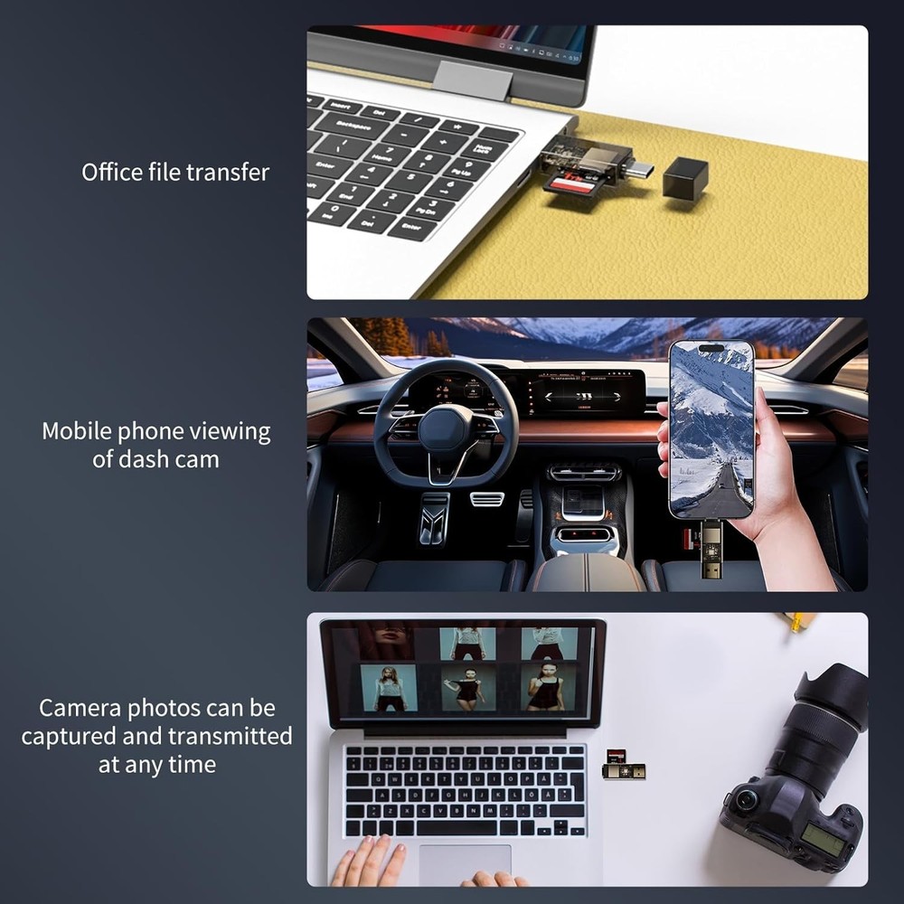 SD Card Reader, Qimkero Dual Connector USB 2.0/USB-C Memory Cardreader Adapter,