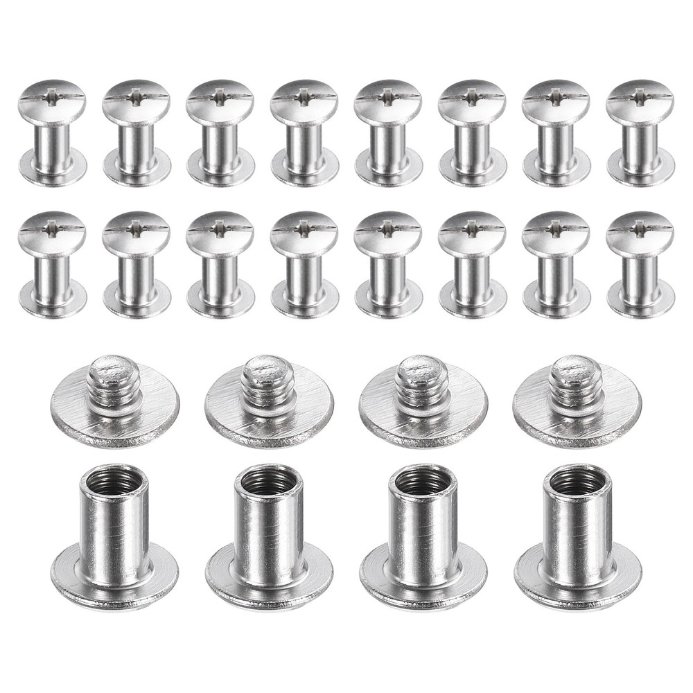 20set Phillips Chicago Screw M4x8mm Binding Post Screw, Silver