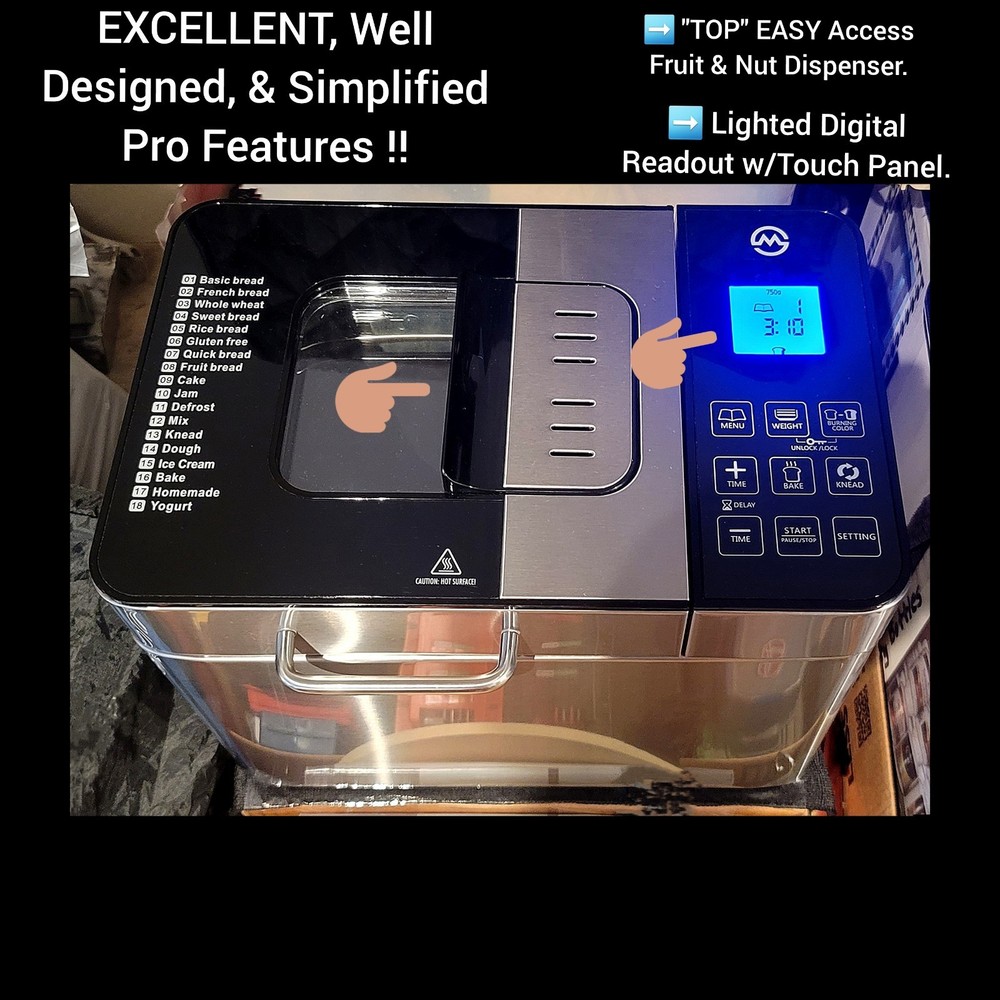 Breadmaker Auto Fruit/Nut Dispenser Digital Touch Screen "High-End" PRO Model‼️