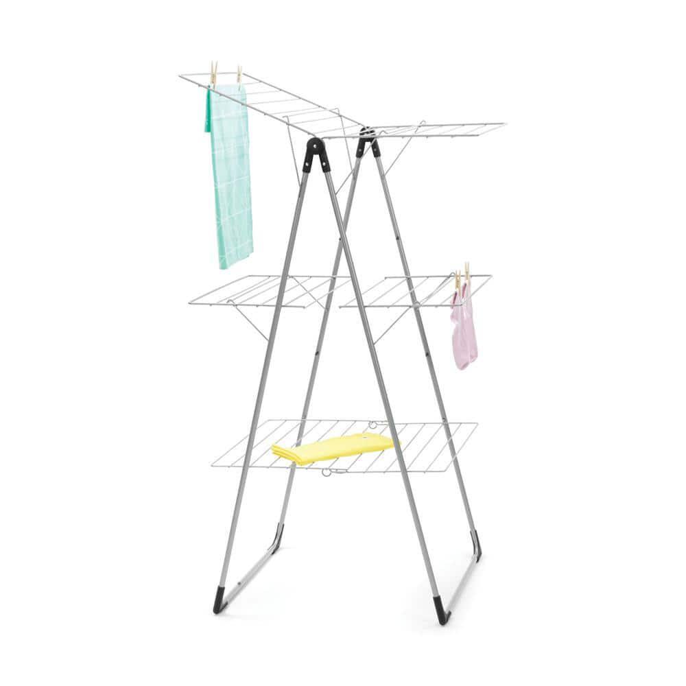 Tower Clothes Laundry Drying Rack Metallic Gray Adjustable Wings Foldable New