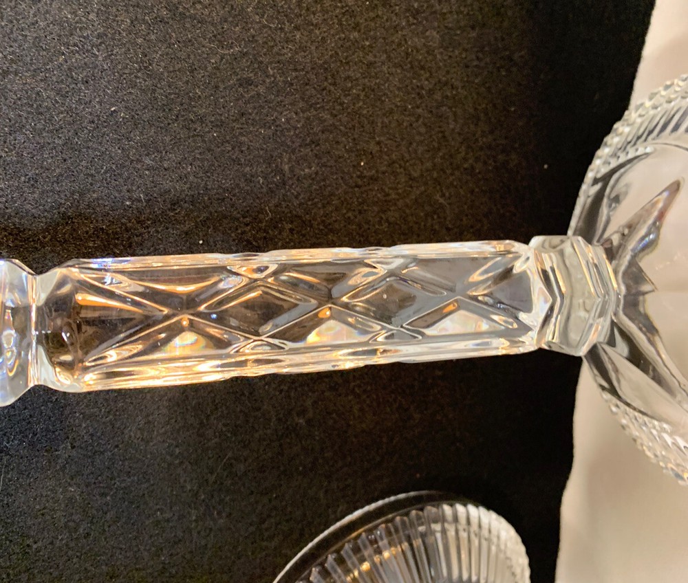 Crystal Candlesticks Set of 2 Candle Holders X Pattern on Stem