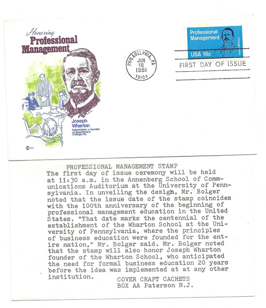 1920 Professional Management, Cover Craft Cachets, CCC, FDC