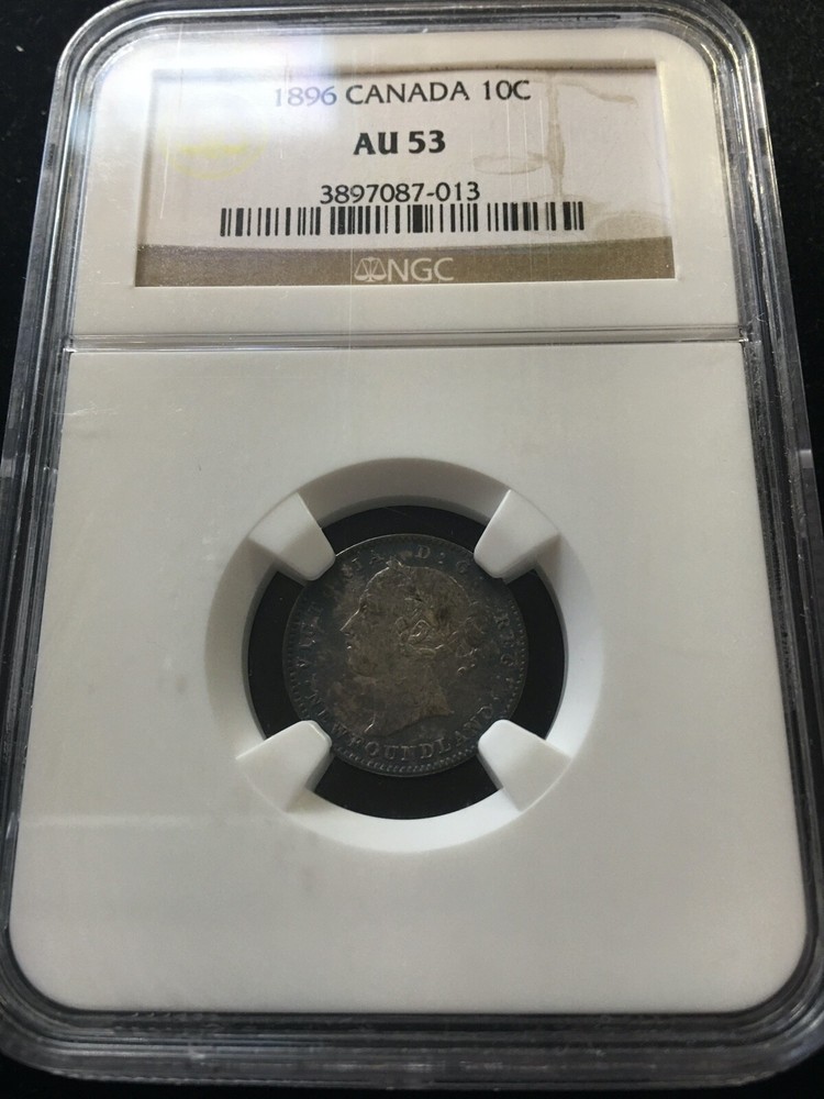 1896  NGC Graded Newfoundland, ¢10 Cent, **AU-53** #013
