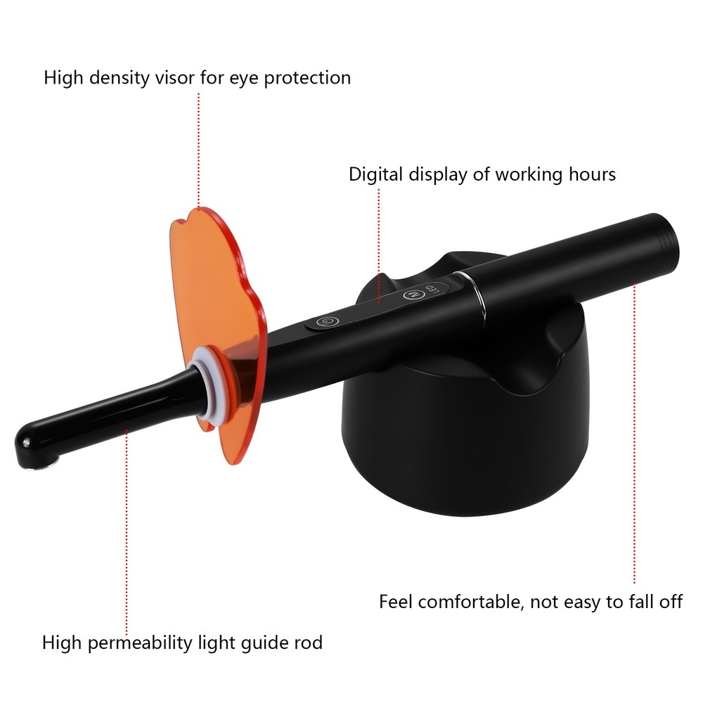 Dental Wireless LED Curing Light 1 Second Curing 2500mW/cm² with 7 Curing Lens