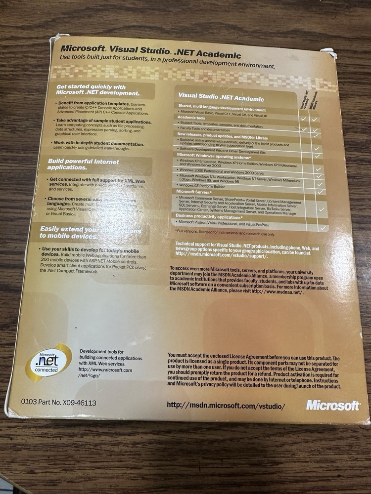Microsoft Visual Studio .NET Professional 2003 (Retail) (1 User/s) - Full...