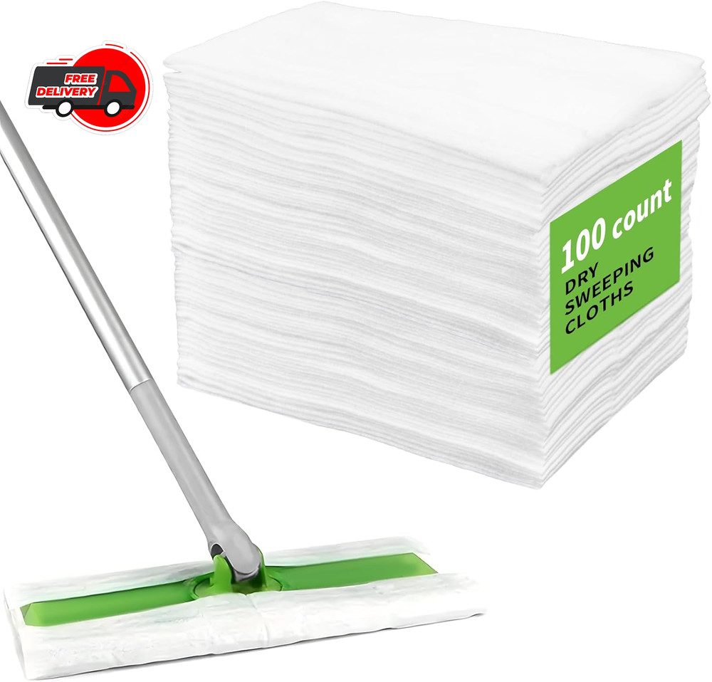 100 Count Dry Sweeping Cloths - Disposable Mop Pads Refills Compatible White