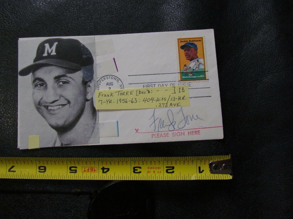 Frank Torre Autographed Envelope Cut JSA Auction Certified
