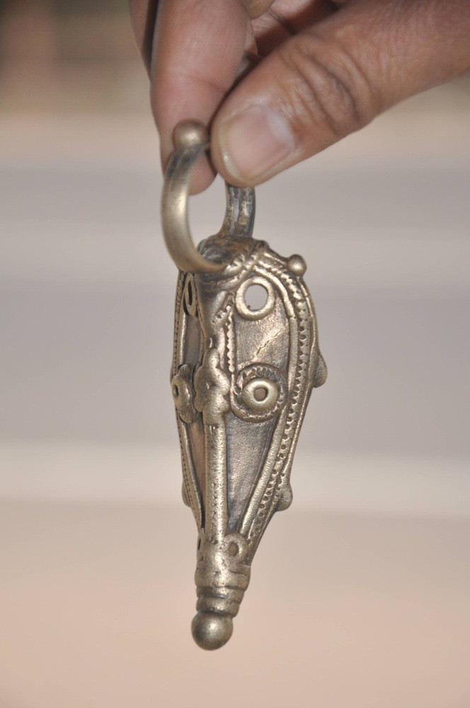 Vintage Brass Handcrafted Unique Shape Embossed Pendant