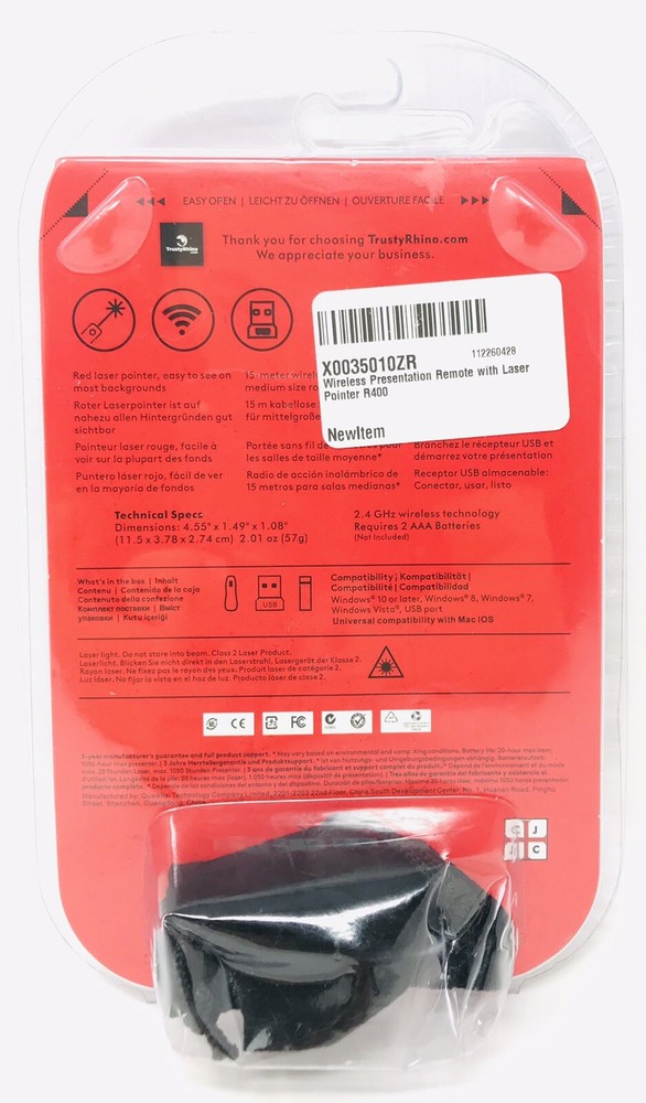 RT (Royal Tint) Wireless Office Presentation Remote Clicker with Laser Pointer