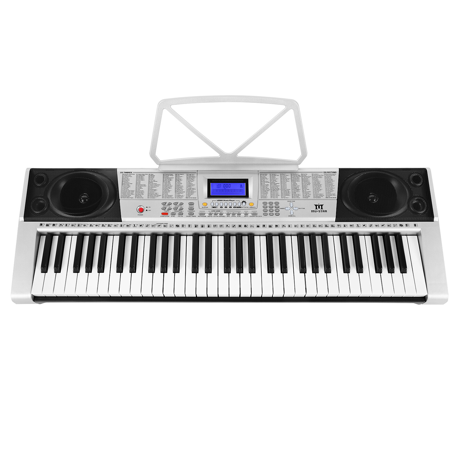 Portable 61Key Electronic Lighted Keyboard Piano LCD Screen Headphone Microphone