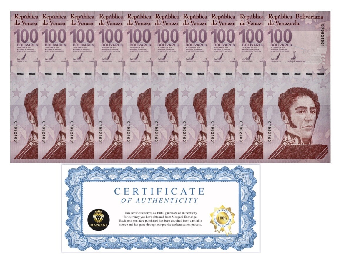Venezuela 100 Digitales qty 10 2021 Cir 100 million bolivar soberano Circulated
