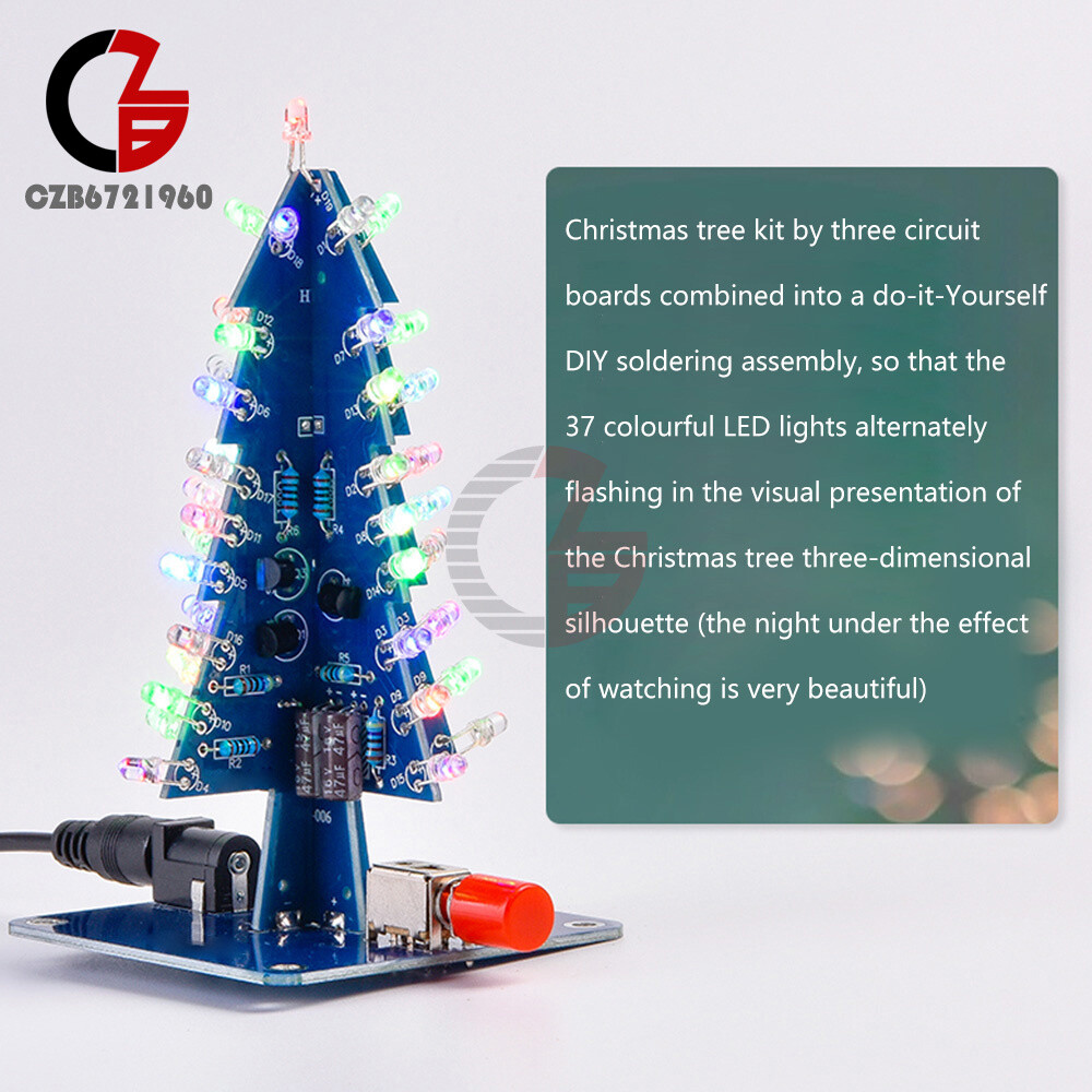 DIY 3D LED Christmas Tree Circuit Kit Glitter Electronic Learning Set With Shell