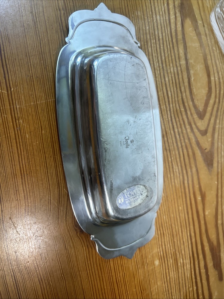 Vintage Towle Silverplate Covered Butter Dish with Glass Liner 2910