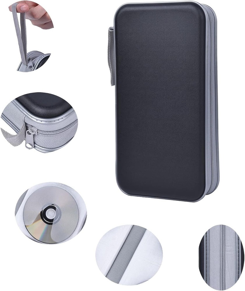 CD Case,96 Capacity CD Holder Hard Plastic CD Storage Wallet Protective CD/DV...