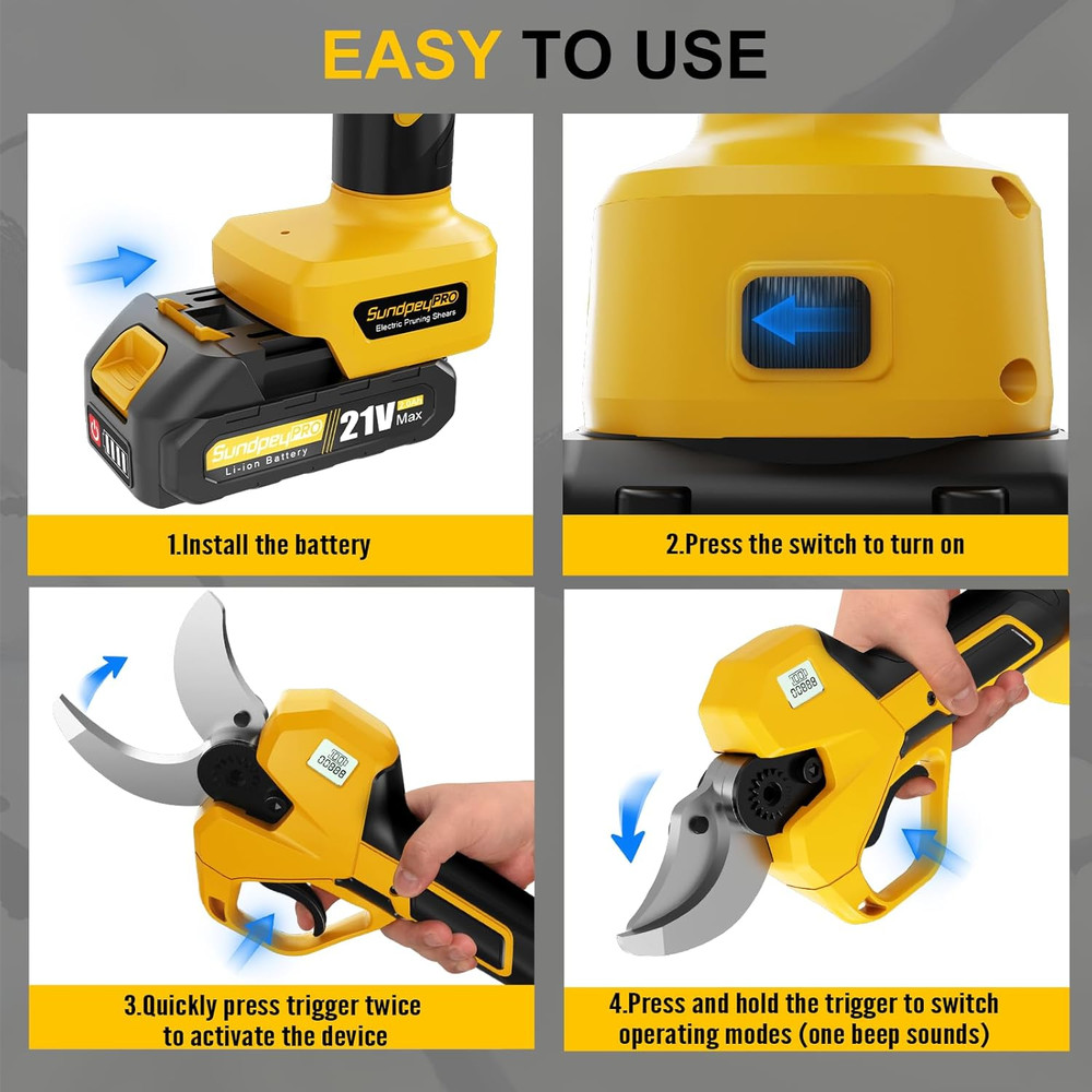 Cordless Electric Pruning Shears - Max 2" Cutting Diameter Brushless Pruning She