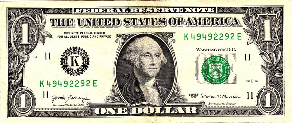 $1 2017 Fancy Serial K49492292E