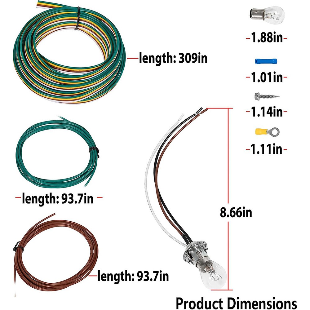 BX8869 Bulb & Socket Tail Light Wiring Kit, Compatible with Most Vehicles