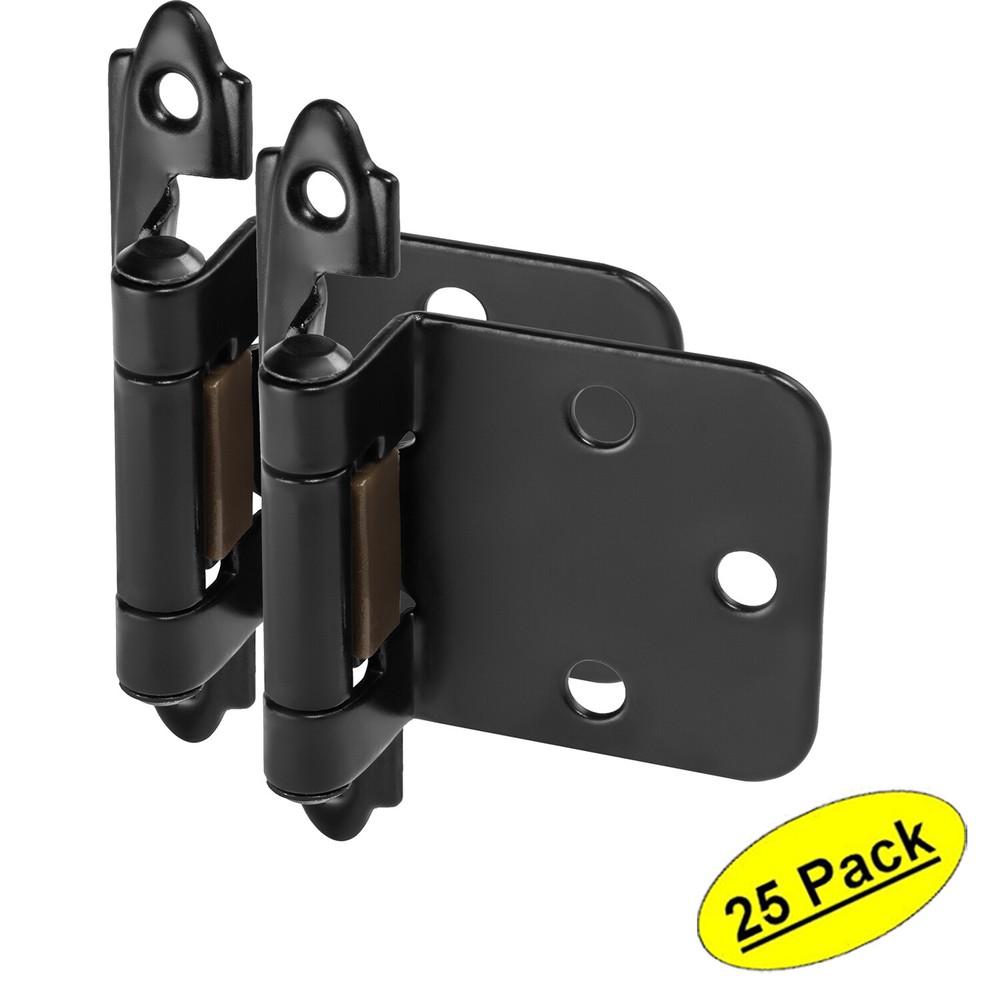 *25 Pack* Cosmas Cabinet Hinges Flat Black Variable Overlay 15539-FB (Pair)