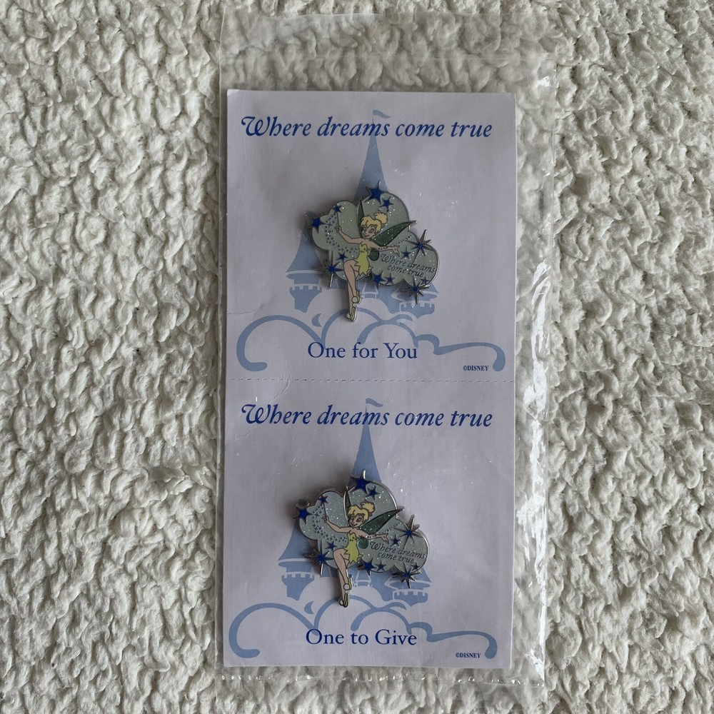 NEW Disney Where Dreams Come True Tinker Bell Pixie Dust 2 Pin Pack Gift Set
