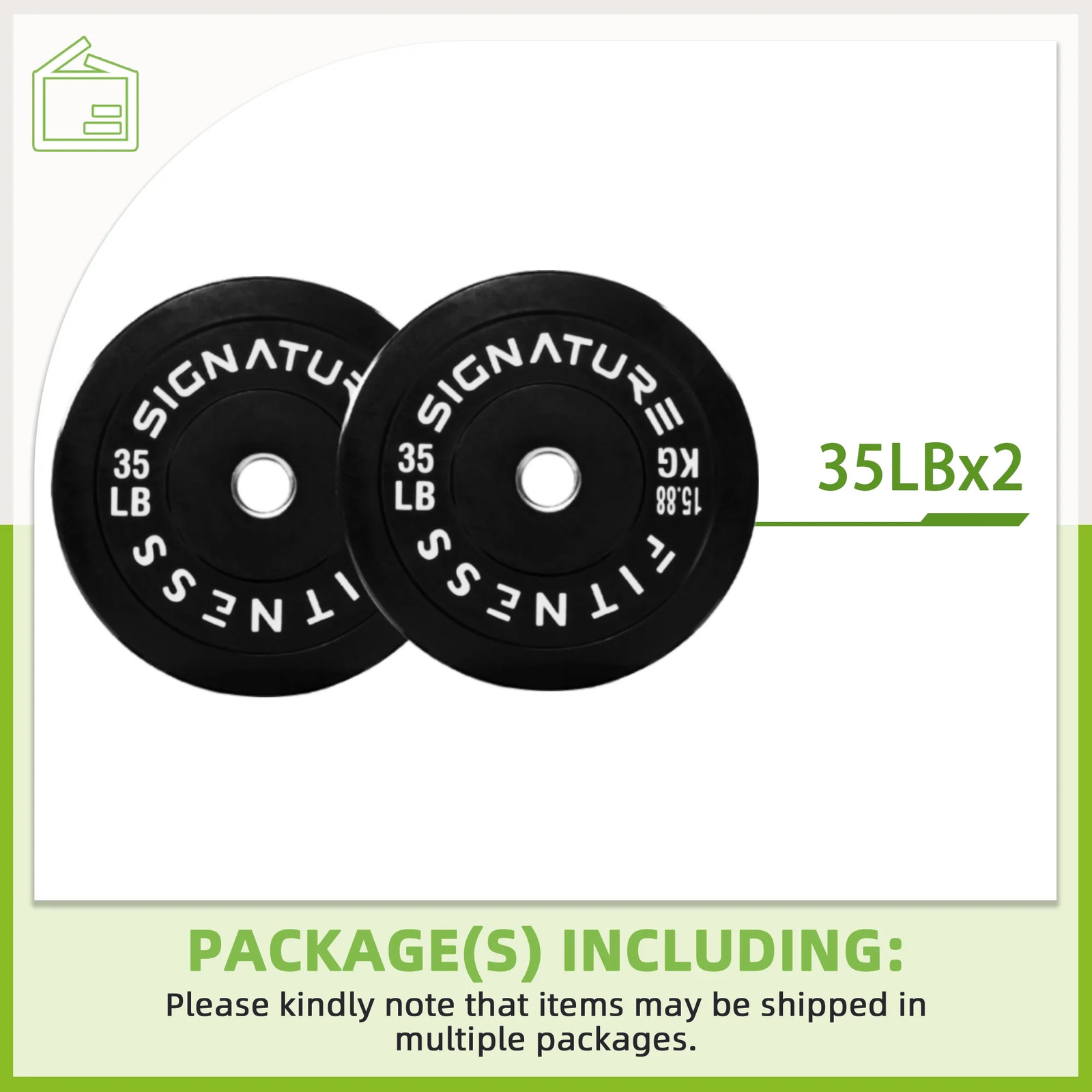 35LB Olympic Bumper Plates Pair, 2-Inch Rubber Olympic Weight Plates