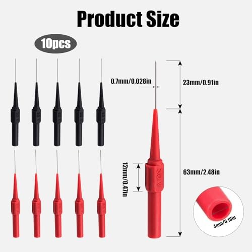 10 PCS Back Probe Pins Kit, 0.7mm Non-Destructive Insulation Wire Piercing