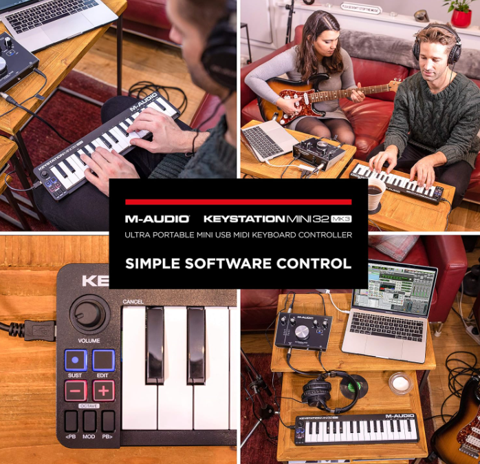 Keystation Mini 32 MK3 - USB MIDI Keyboard Controller with 32 Velocity