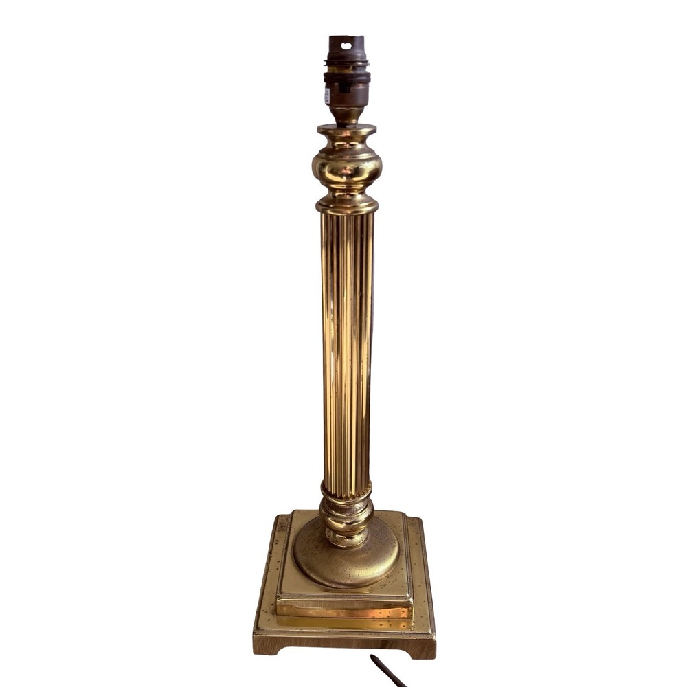 Vintage Brass Effect Table Lamp Base Column Fluted Heavy 48cm Classic